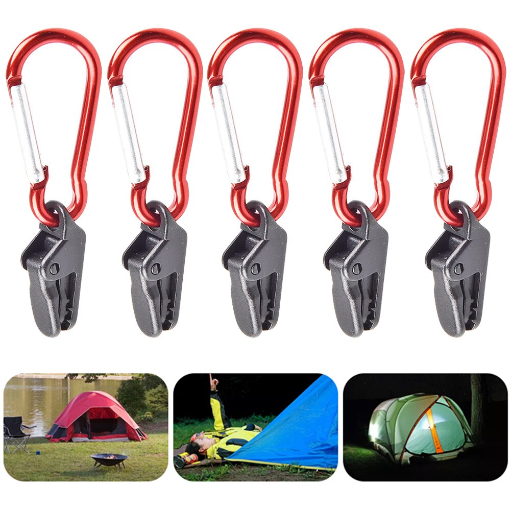 Cheap Goat Tents Waterproof Thumb Screw Tent Clamp Windproof Outdoor Hiking Camp Tent Awning Fixing Clamp Grip with Carabiner Hook   